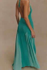 Halter Open Back Flowy Maxi Dress