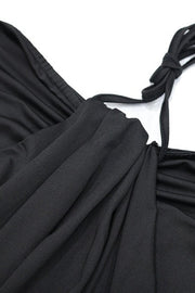 Twist Front Halter Ruched Maxi Dress