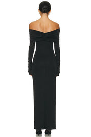 Long-Sleeve Solid Maxi Dress