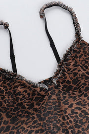 Sheer Leopard Lace Trim Cami Top