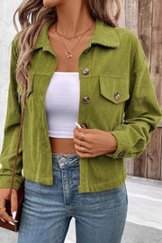 Corduroy Button-Front Shirt Jacket