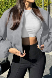 Soft Round-Neck Zip Bomber Jacket