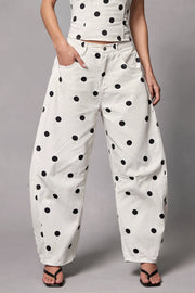 Chic Polka Dot Barrel Jeans