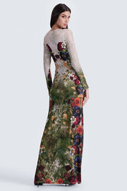 Floral Mesh Long Sleeve Maxi Dress