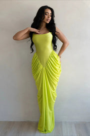 Ruched Waist Bodycon Maxi Dress