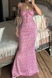 Floral Tie Strap Bodycon Maxi Dress