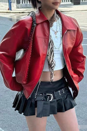 Vintage Faux-Leather Zip Jacket