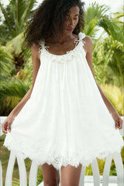 Lace Ruffle Strap Babydoll Mini Dress