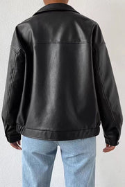 Vintage Faux-Leather Zip Moto Jacket