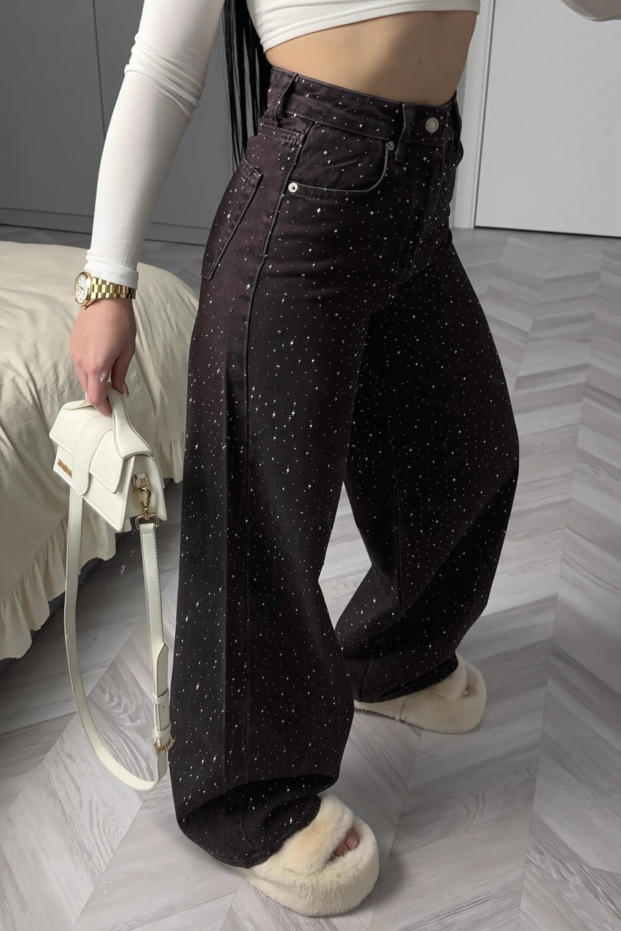 Street Rhinestone Loose Casual Jeans