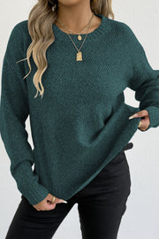 Textured Crew Neck Longline Sweater