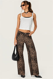 Leopard Print Straight Leg Jeans