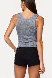Sheer Sequin Scoop Neck Tank Top