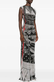 Sleeveless Fitted Printed Bodycon Dress