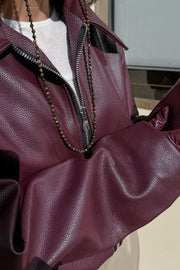 Cropped Faux-Leather Zip Moto Jacket