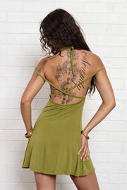 Cami Cutout Back Tie Ruched Mini Dress