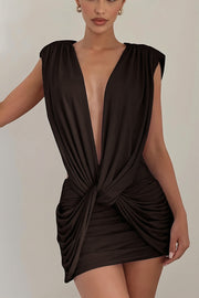 Twist Plunging Bodycon Mini Dress