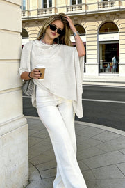Draped Asymmetric Poncho Sweater