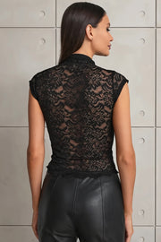 Lace Cutout Button Front Tank Top