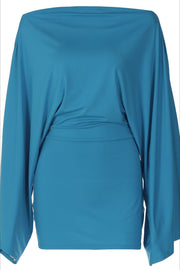 Solid Flare Sleeve Bodycon Mini Dress