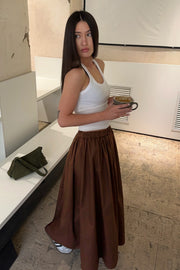 Elastic-Waist Full Maxi Skirt