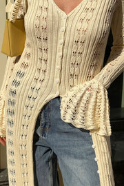 Openwork Bell Sleeve Maxi Cardigan