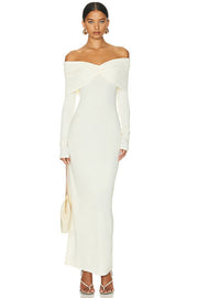 Long-Sleeve Solid Maxi Dress