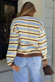 Multicolor Stripe Contrast Cardigan