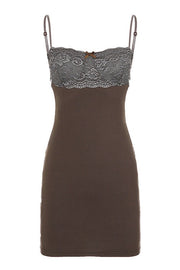 Solid Lace Bow Bodycon Mini Dress