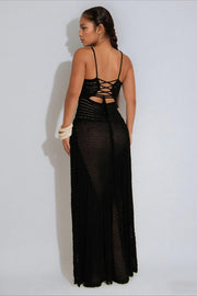 Cutout Crochet Fringe Maxi Dress
