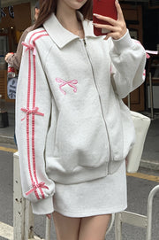 Bow Splice Sweatshirt Zip-Up Jacket