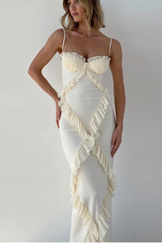 Lace Ruffle Spaghetti Strap Maxi Dress