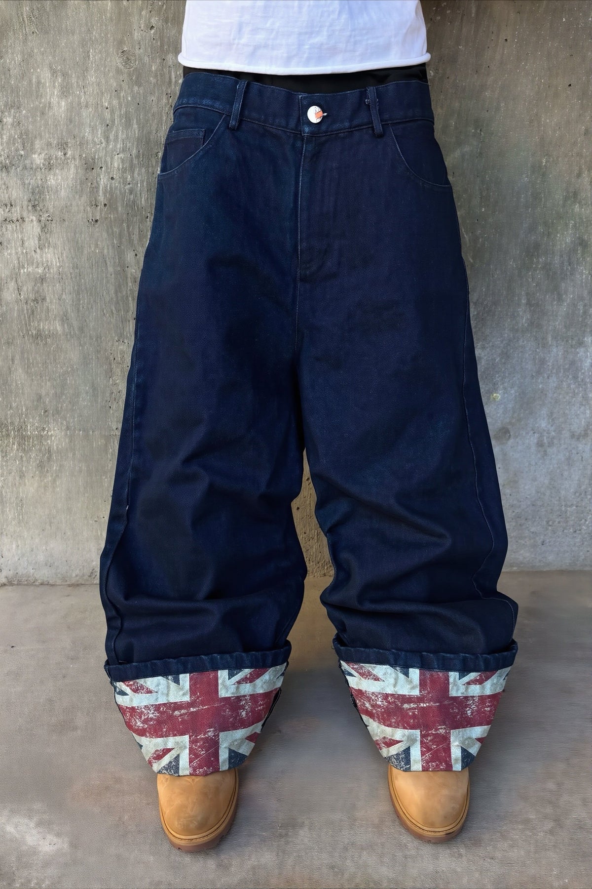 Street Cuffed Print Loose Jeans