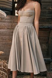 Solid Corset Cami A-Line Maxi Dress