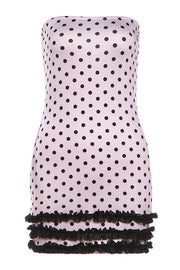 Polka Dot Color Block Tube Mini Dress