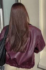 Cropped Faux-Leather Zip Moto Jacket