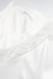 Satin Solid Lace Splice Maxi Dress