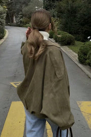 Suede-Look Collared Bomber Jacket