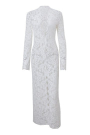 Lace Deep VLong Sleeve Split Maxi Dress