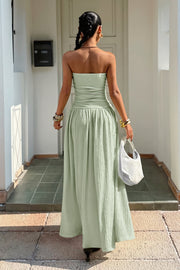 Strapless Ruched A-Line Maxi Dress