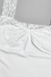 Lace Splice Satin Halter Mini Dress