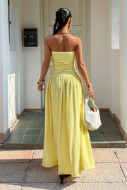 Strapless Ruched A-Line Maxi Dress