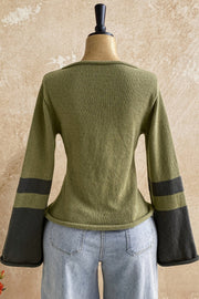 Star Graphic Bell Sleeve Boat Neck Sweater