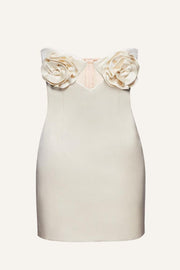3D Rose Strapless Bodycon Mini Dress