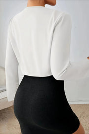 Collarless Pleated Cropped Jacket