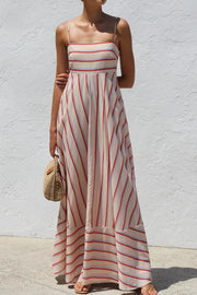 Striped High Waist Swing Cami Boho Dress