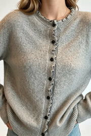 Wavy Trim Ruffle Button Cardigan