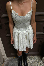 Fresh Floral Pleated Sexy Mini Dress