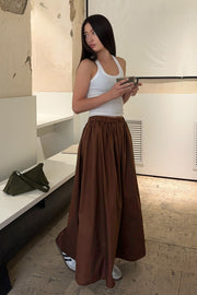 Elastic-Waist Full Maxi Skirt