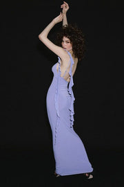 Chic One Shoulder Backless Tie Waist Maxi Dress